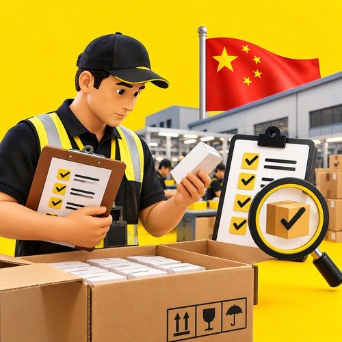 Inspetor conferindo produtos e caixas antes do embarque
